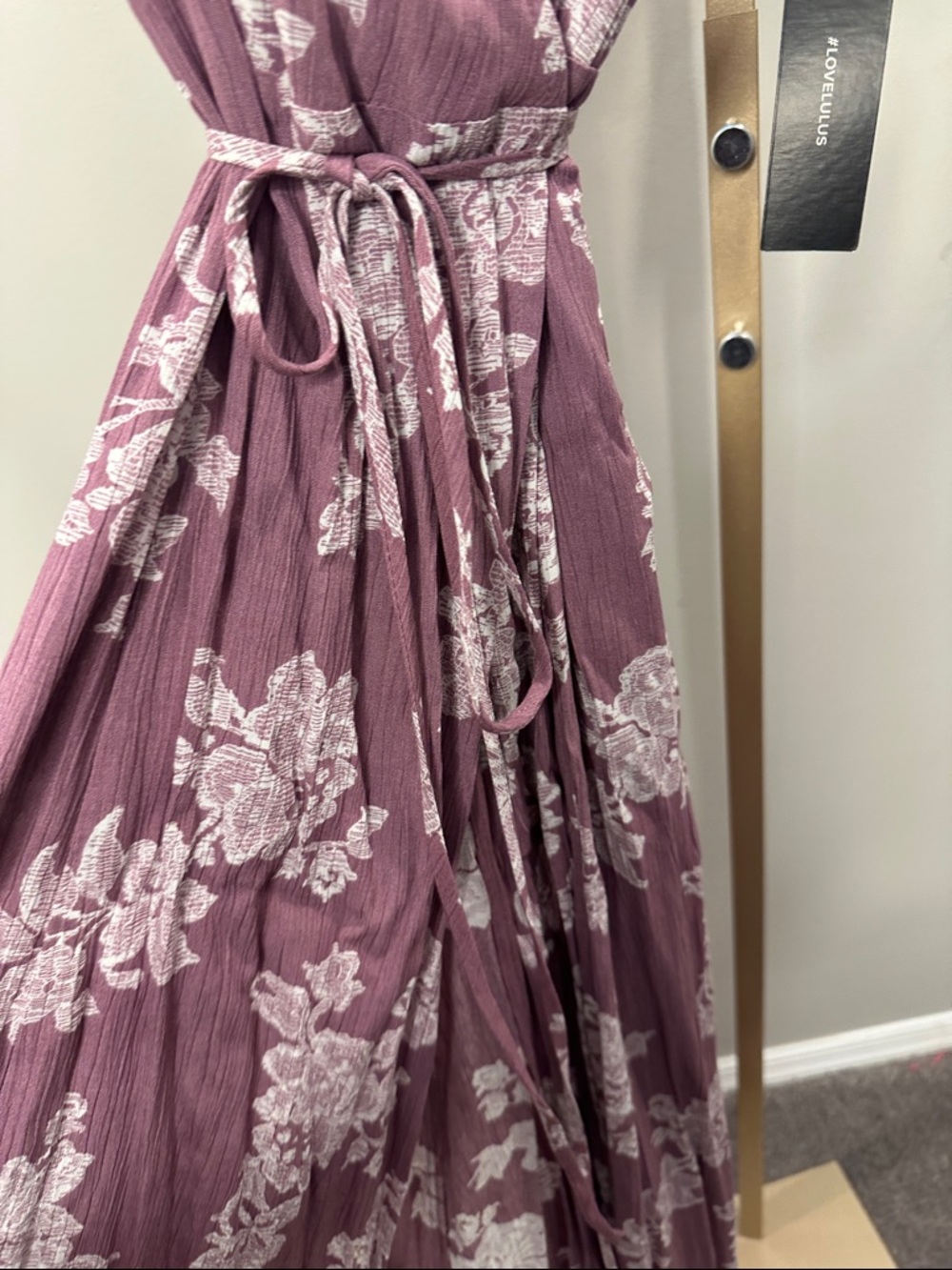 Lulu's Mauve Pink Floral Wrap Maxi Dress - Picture 5 of 7